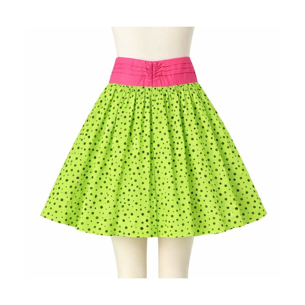 Sourpuss Lime Green/Black Polkadot Circle Skirt - Picture 2 of 6